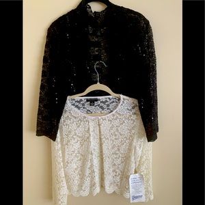Black Lace Sequin And White Lace Shrugs